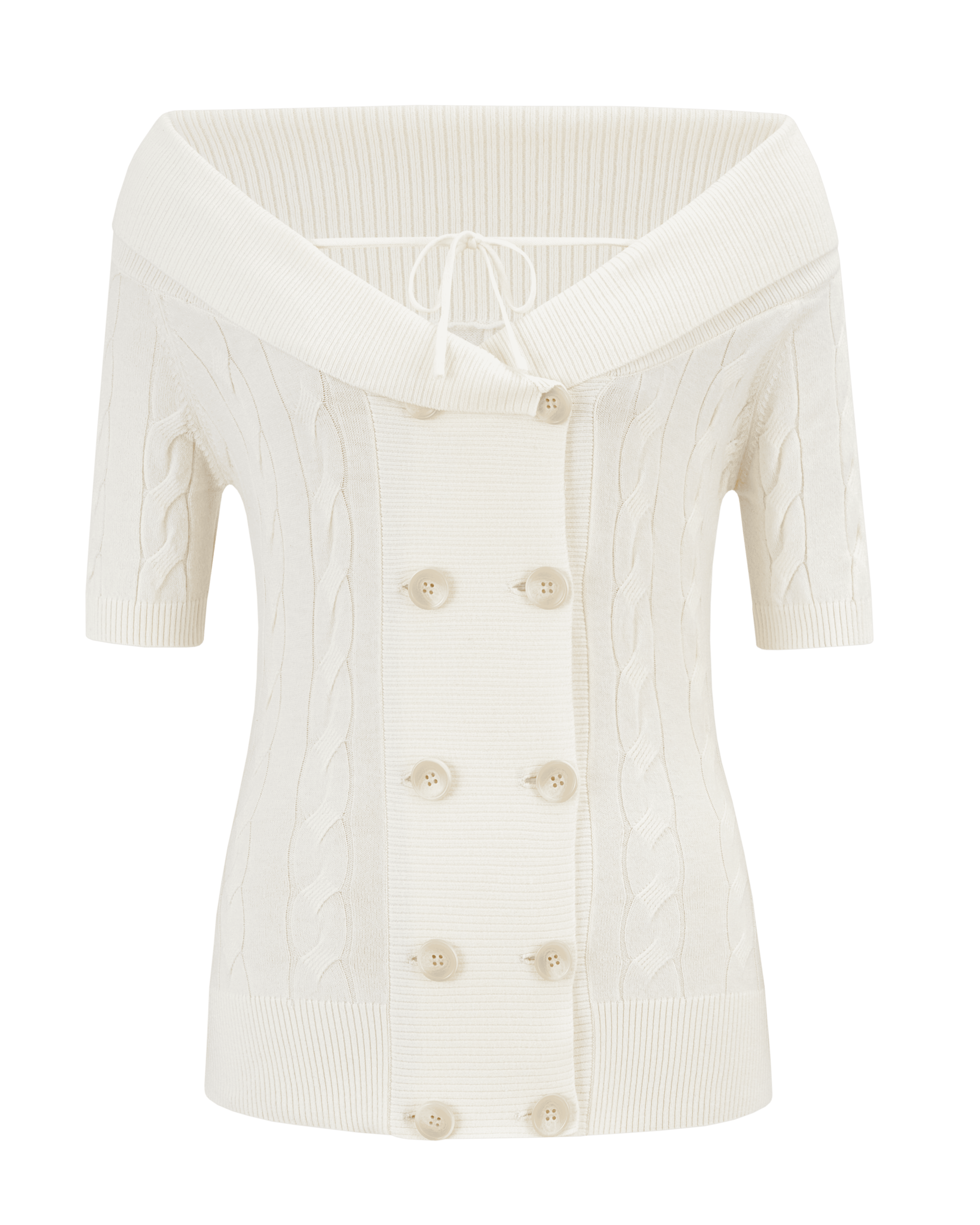 Contour Button Off-Shoulder Knit