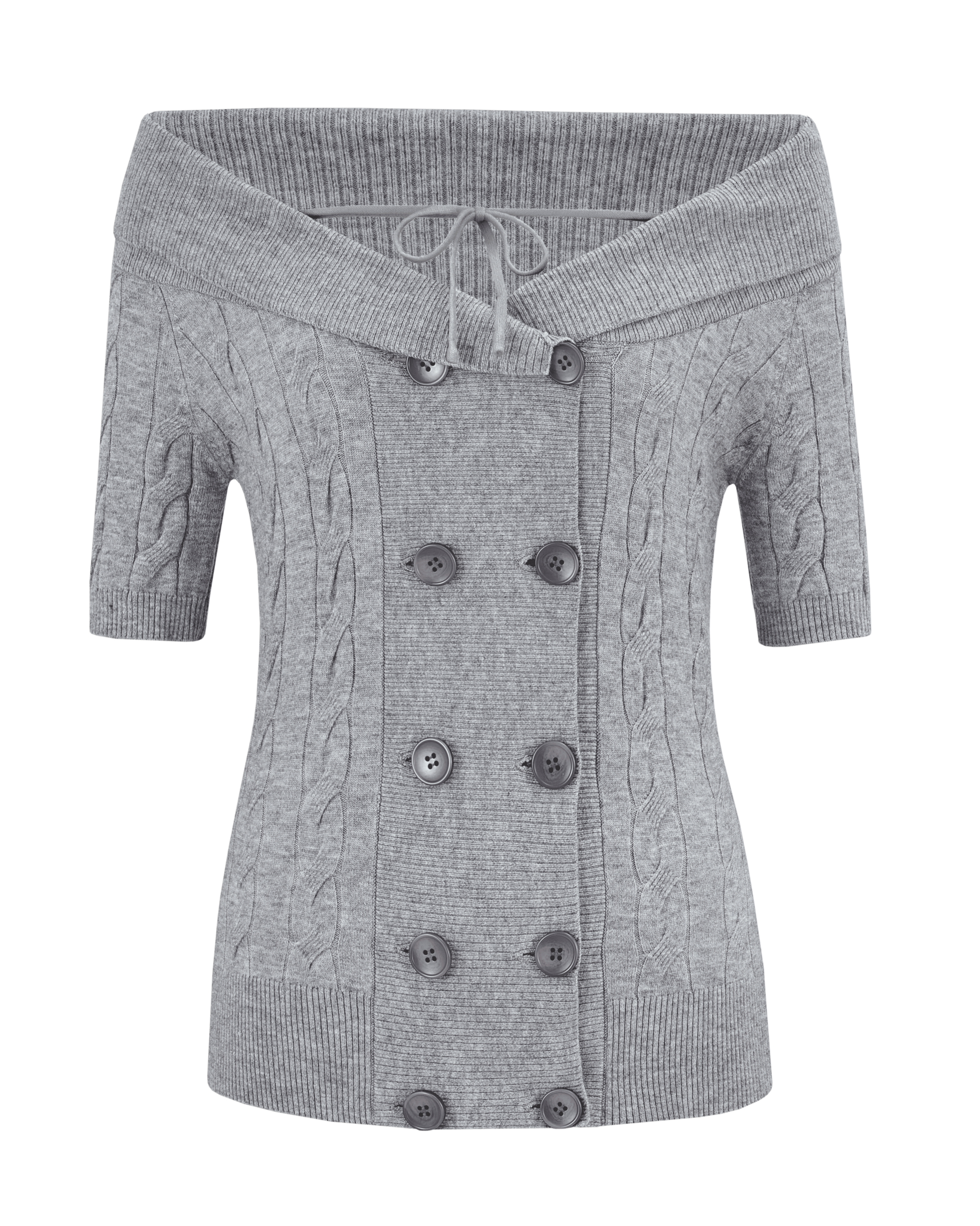 Contour Button Off-Shoulder Knit