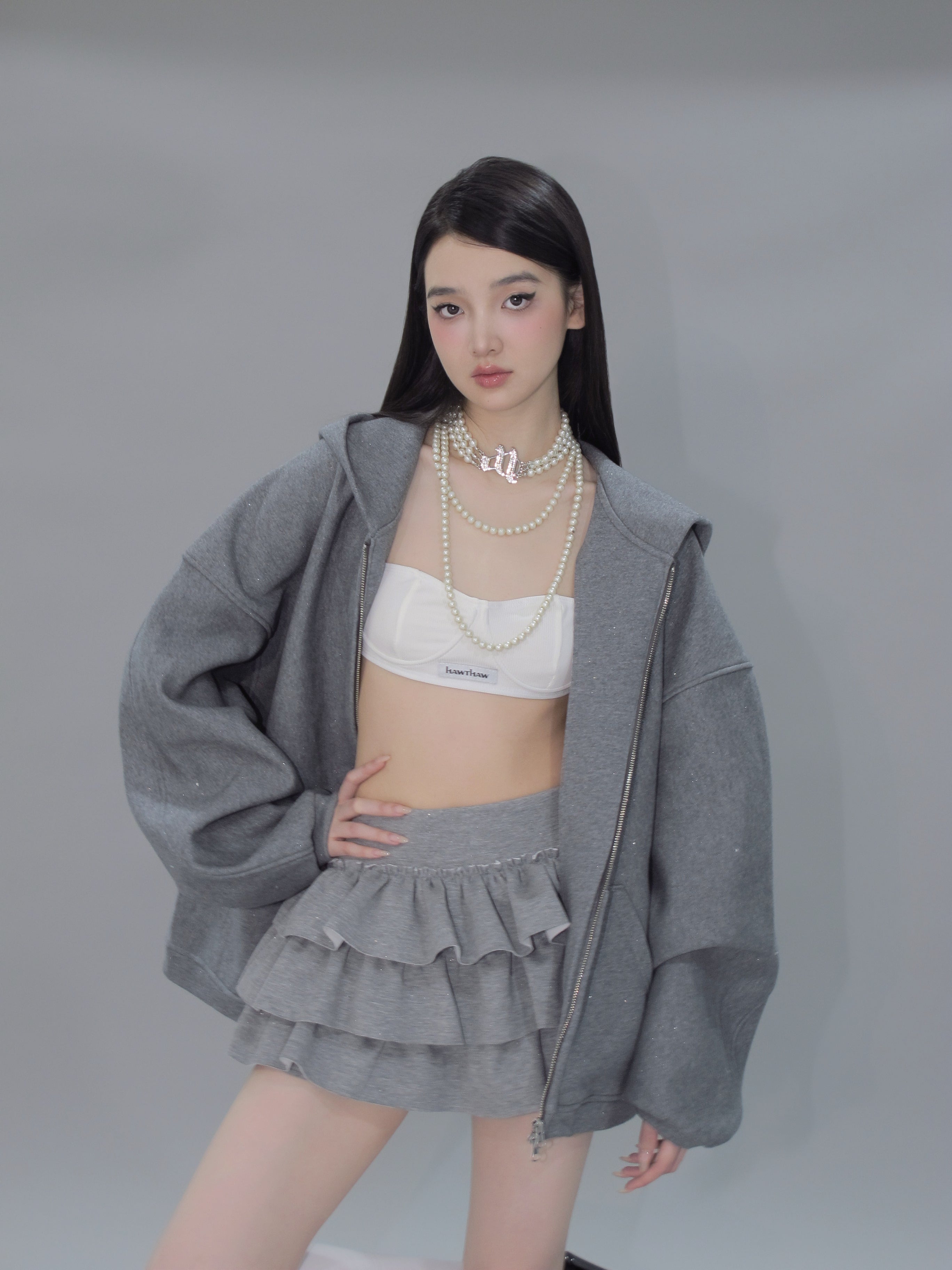 Kirakira zip up (gray)